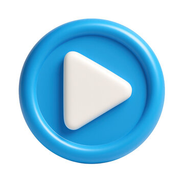 Blue circle with white play button in center transparent background