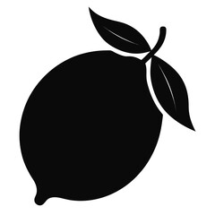 Poster - Simple black silhouette of a lemon on a clean white background