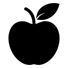 Fototapete - Simple black silhouette of an apple on a clean white background
