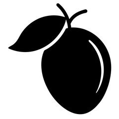 Fototapete - Simple black silhouette of a mango fruit on a clean white background