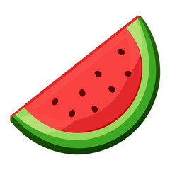Poster - Vibrant juicy watermelon slice with red flesh and green rind