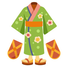 Poster - Traditional japanese wooden geta sandals illustration on a white background