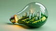© MD AL AMIN - Eco friendly city concept inside a glowing light bulb