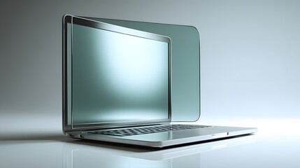 Poster - Modern laptop computer with a transparent screen.