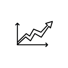 Poster - Vector art of a line graph showing a sharp upward trend with an arrow indicating growth