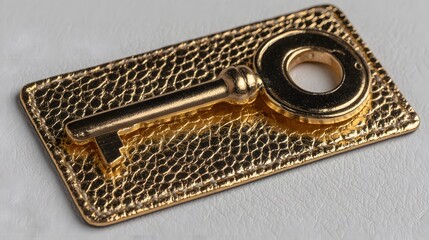 Poster - Gold key on textured leather.
