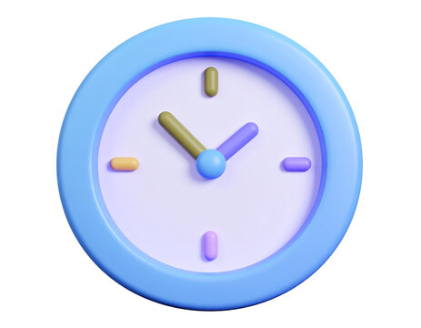 Charming 3D clock with pastel hues illustrating time on transparent background