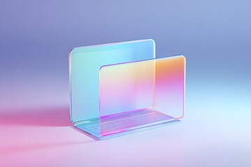 Fototapete - Modern abstract design with colorful translucent panels on a soft gradient background in a creative workspace