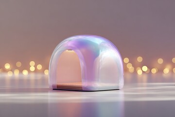 Poster - Unique transparent dome with soft lighting positioned on a smooth surface in a cozy indoor setting