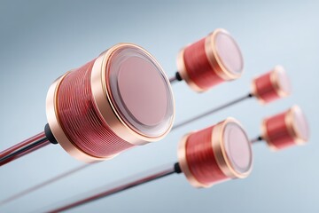 Aufkleber - Innovative electronic components featuring copper wire coils displayed in a modern setting