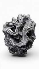 Poster - Abstract Monochrome Sculpture with Intricate Swirling Patterns