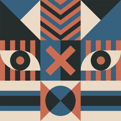Poster - Geometric Minimalist Abstract Eye Shape Pattern Decorative Background Design