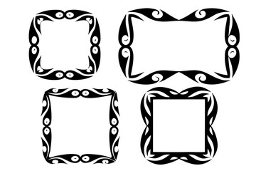 Fototapete - Hand drawn ink vintage frames. Stamp or letter mark frames for greeting cards, wedding, birthday party, invitations in Italian or Greek marine sea coastal style. Minimalist ornament vector borders