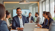 © AI Entertainment - Confident businessman smiling in modern office meeting room