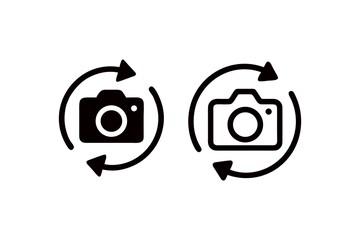 Poster - Camera Refresh Icons Symbolizing Image Synchronization and Rotation for Technology or Photography Based Applications and Design Projects