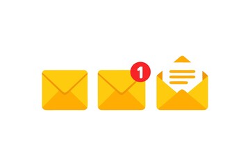 Poster - Visual Depiction of Email Notifications Representing Different Stages of Inbox Management with Three Envelopes