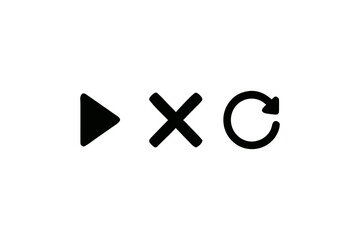 Poster - Simple Black and White Play Cancel and Loop Icons Representing Media Controls and User Interface Elements