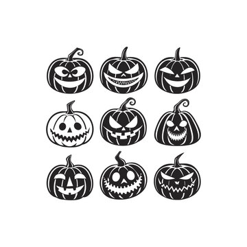 Halloween group of lettering greetings and logos