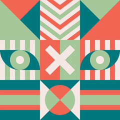 Aufkleber - Modern Abstract Geometric Composition with Eye and Circle Motif Graphic Illustration