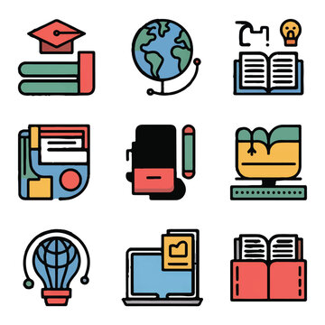 Vector art of a set of security icons representing data protection, network safety, and internet privacy isolated on white background