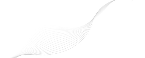 Poster - Gray wave curve lines abstract background with flowing particles. Digital energy waves technology concept. Modern backdrop design for business, presentation, banner.