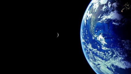 Wall Mural - Earth, moon, galaxy and sun in dark space