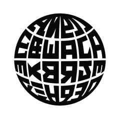 Poster - Globe silhouette formed by abstract geometric shapes letters earth world