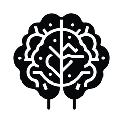 Poster - Silhouette a stylized brain with internal lines dots symbol logo