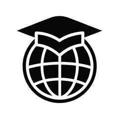 Poster - Silhouette academic cap on globe symbol education graduation