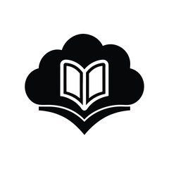 Poster - Silhouette an open book inside a cloud shape symbol