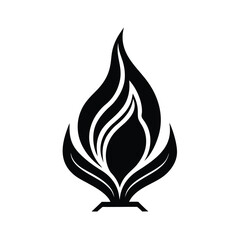 Poster - Abstract flame shape with leaf elements base fire logo