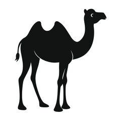 Poster - A striking black camel silhouette elegantly depicted with clean lines isolated on a pristine white background for versatile design applications isolated on white background