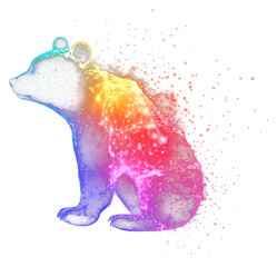 Wall Mural - png colorful bear shape light glitter animal art illustration.
