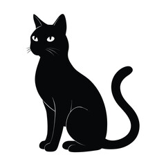 Aufkleber - Elegant silhouette of a cat in a graceful pose isolated on white background for versatile design applications