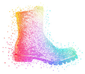 Canvas Print - png colorful boot print shape light glitter particles colors illustration.