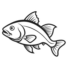 Poster - Stylized outline illustration of a cod fish a popular marine species presented isolated on white background