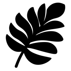 Poster - Stylized black leaf illustration with organic shapes on a white backdrop