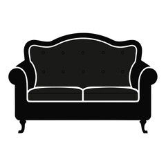 Poster - Simple black silhouette of a modern couch a comfortable piece of furniture isolated on white background