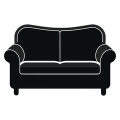 Poster - Elegant sofa silhouette a classic furniture piece rendered in a clean vector graphic isolated on white background