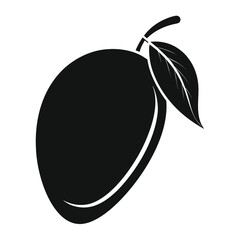 Poster - Vibrant graphic illustration of a ripe mango fruit with detailed texture and leaf isolated on white background