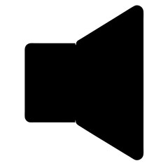 Poster - Silhouette of Speaker or Volume Icon Symbol, Black silhouette of a basic speaker or volume icon, often used in media players, audio settings, or sound-related digital interfaces.
