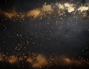 Wall Mural - distressed black wall with gold flecks scattered throughout design backdrop