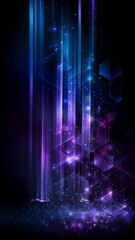 Poster - Abstract technology background with geometric shapes and neon lights