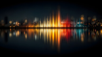 Poster - Dynamic colorful sound equalizer bars with reflection on dark background for audio visualization