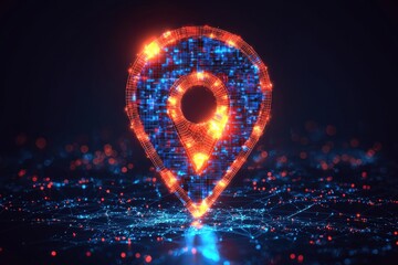 Poster - Digital glowing location pin representing modern technology and connectivity concepts
