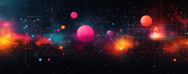 Poster - Abstract representation of futuristic technology with vibrant space elements