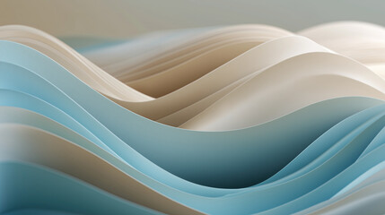 Aufkleber - Abstract waves in light beige and soft blue, clean lines, soothing tones
