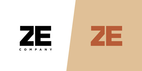 Aufkleber - Letter Z and E, ZE logo design template. Minimal monogram initial based logotype.