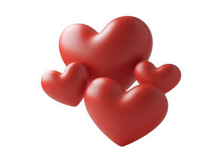 Poster - A cluster of smooth red 3d rendered hearts of varying sizes floating against a stark black background symbolizing love and affection