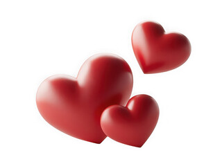 Fototapete - Three realistic red hearts floating in a dark void with soft lighting creating a romantic and emotional atmosphere for valentine s day